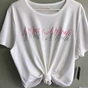 New Lucky Brand Women’s “A Mess & A Miracle” Sparkle Graphics Love Tee